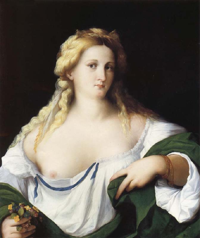 Palma Vecchio Portrait of a Young bride as Flora